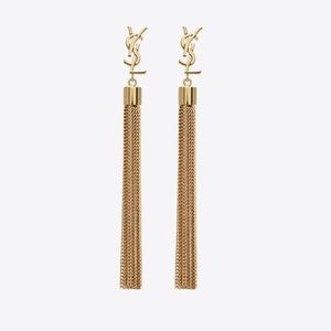 YSL Gold Tone Tassel Earrings Pre-Owned